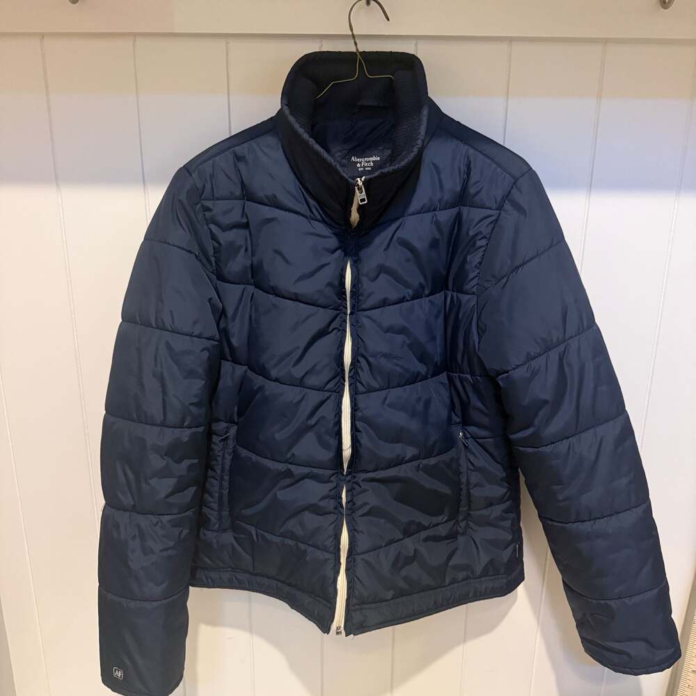 Abercrombie & Fitch Vintage Navy Blue Quilted Puffer Jacket Women's Size L
